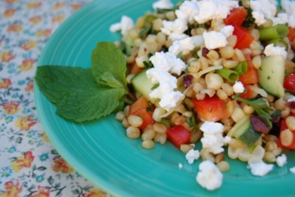 wheat berry salad on a plate