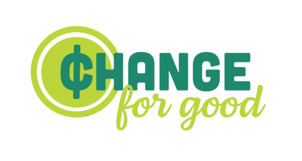 Change for Food written in text. The letter "C" in the word "Change" is stylized as a cents symbol.